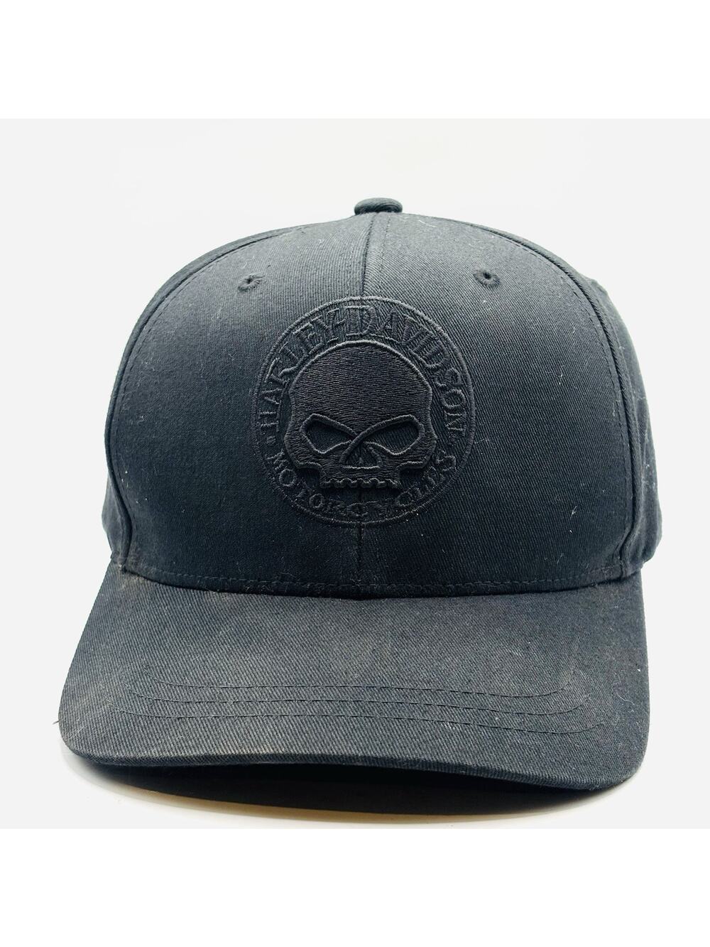 Harley-Davidson Black Skull Logo Flex Fit Hat Cap S/M Biker Goth